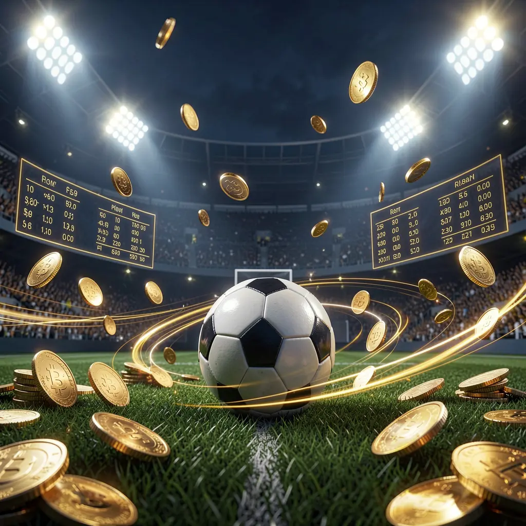 JYJILI sports betting hero banner featuring a football stadium at night with bright floodlights, a soccer ball on green grass, glowing odds panels, golden coins, and dynamic light trails in a premium dark blue and gold cinematic 3D render JYJILI sports betting hero banner featuring a football stadium at night with bright floodlights, a soccer ball on green grass, glowing odds panels, golden coins, and dynamic light trails in a premium dark blue and gold cinematic 3D render